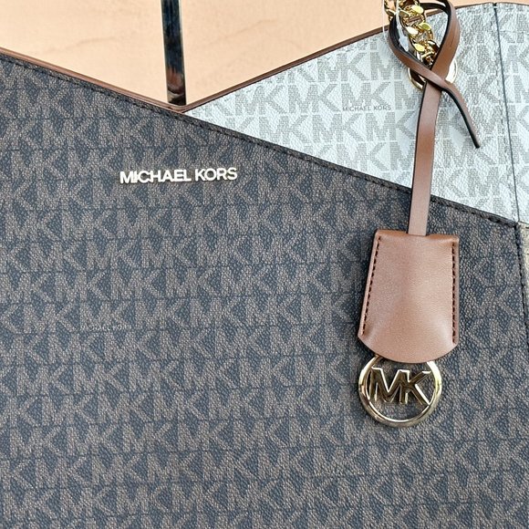 Michael Kors Jet Set Travel LG Chain Color-Block Tote Shoulder Bag Luggage Multi - Picture 12 of 12